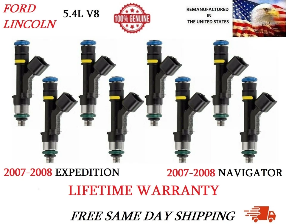OEM Bosch 8X Fuel Injectors For 2007-2008 FORD EXPEDITION 5.4L V8 #0280158140 - Image 1 of 1