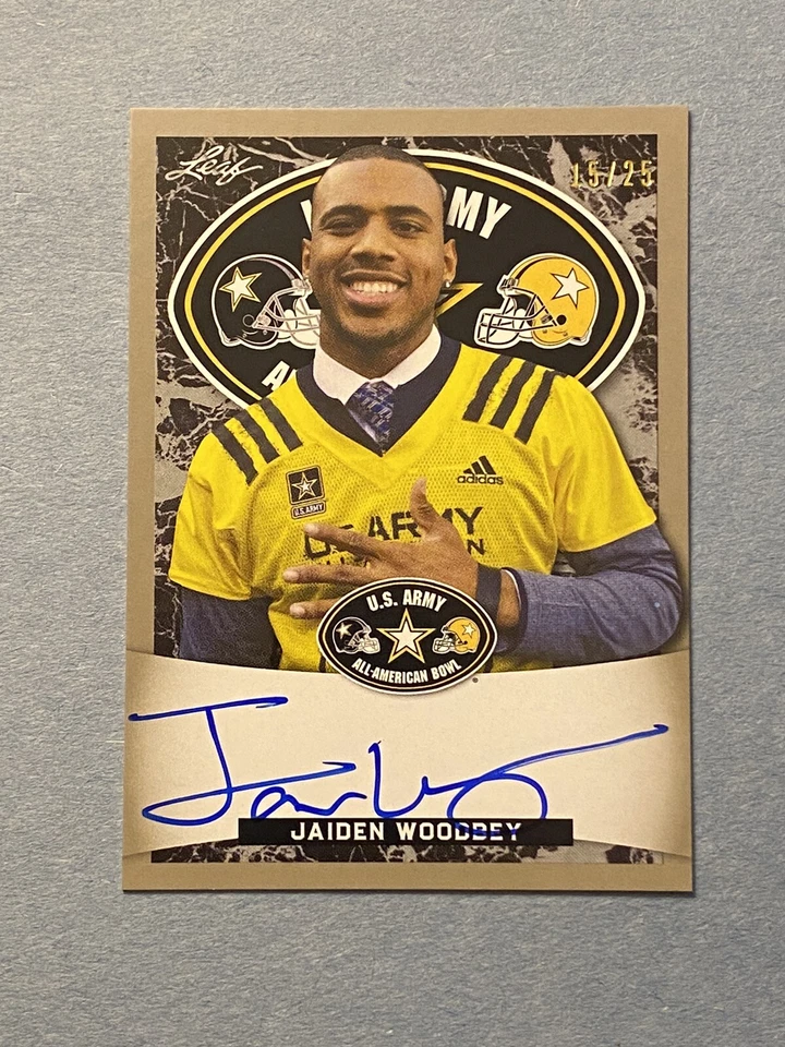 JAIDEN WOODBEY Florida St 2018 Leaf Army All-American Football Tour AUTO 15/25 - Image 1 of 2
