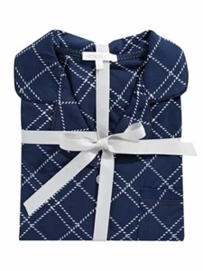 New Emily and Jane Diagonal Plaid 2-Piece Relax Fit Navy Blue Pyjama Set Sz M - Bild 1 von 2