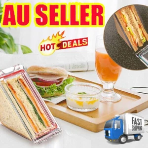 AU Reusable Sandwich Triangle Container Catering Hinged Lunch Pack Box VP - Picture 1 of 6