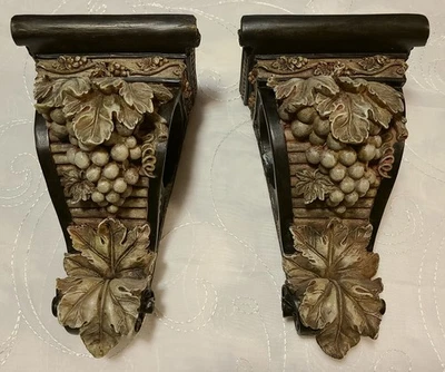 Par de soportes de pared de barra de cortina de ménsula de uvas y hojas más disponibles Foto 1 de 4