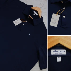 Peter Millar Crown Herren XL Solid Navy Performance Jersey Poloshirt Golf Logo - Bild 1 von 6