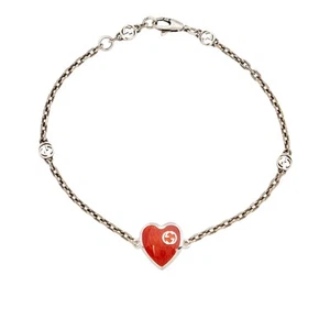 Pulsera Gucci Corazón Esmaltado Plata Esterlina - Imagen 1 de 4