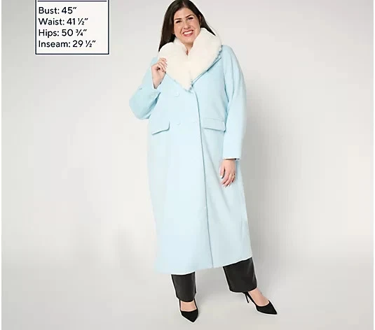 Abrigo de lana sintética con cuello de piel sintética adicional Icicles 2X A671318 by Stacy London Foto 1 de 1