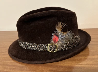 Stetson The Sovereign Fedora Hat Men’s VTG Dark Brown Felt w/Feather Size 7 EXC - Image 1 of 4