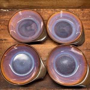MCM Russell Wright Oneida Set Of 4 Bowls With Lug Handle Midnight Blue Brown - Picture 1 of 13