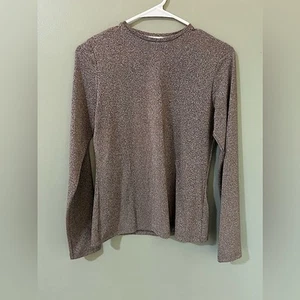 Blusa Pearl by Lela Rose manga larga metalizada rosa brillante cuello redondo pequeña - Imagen 1 de 6