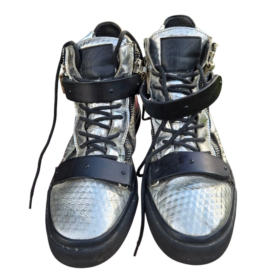 GIUSEPPE ZANOTTI Mujer Metálico Plateado Zapatillas Altas Talla 39/8.5-9 Foto 1 de 4
