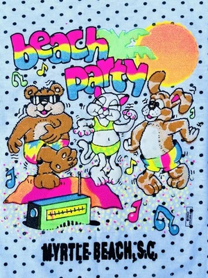 Vintage 1990 Beach Party Myrtle Beach SC T-Shirt Kids Neon XL USA - Image 1 of 4