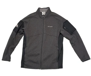 Spyder Jacket Mens XL Gray Full Zip Fleece Softshell Outdoor Hiking Winter Logo - Picture 1 of 10