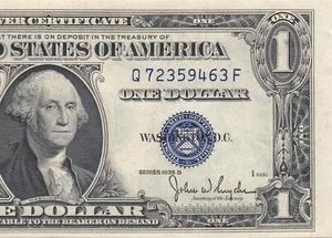 1935-D UNITED STATES SILVER CERTIFICATE $1 "Q" **72359463** (( GEM UNC )) - Picture 1 of 6