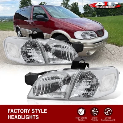 Chrome OE Style Head Lights + Clear Corner Lamps For 1997-2005 Venture Montana Foto 1 de 4