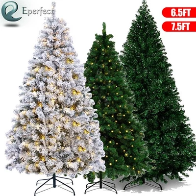 Pre-lit Artificial Christmas Tree Snow Flocked Holiday Decor for Indoor Outdoor - Image 1 of 2