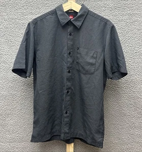 Quiksilver Shirt Mens S Gray Thin Grid Short Sleeve Button Up Pocket - Picture 1 of 8