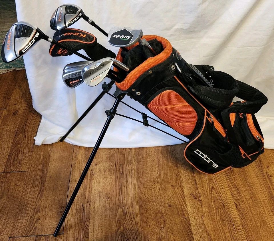 RH Cobra King Junior JR Golf Set 7 Club Driver 3W 5H 7-9-SW Topflite Putter  - Image 1 of 4