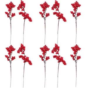 10 PCS Fake Red Berry Stems Artificial Berries Lovely DIY Home Decoration - Picture 1 of 12