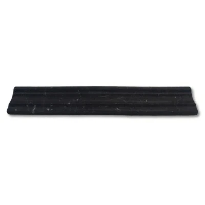 N13P 2x12 Chair Rail Trim Edge Molding Nero Marquina Black Marble Polished - Image 1 of 4