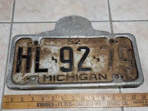 Rare 1952 Hudson Teal Bros Detroit Michigan License Plate Frame Tag Dealer Mi - Picture 1 of 7