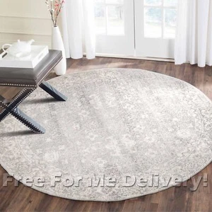 SULIS ALLOVER SILVER GREY TRADITIONAL ROUND RUG (M) 150x150cm **FREE DELIVERY** - Picture 1 of 3