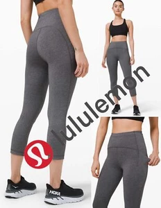 LULULEMON sz 2 Swift Speed High-Rise Crop 21" Heather Black BRAND NEW - Picture 1 of 7