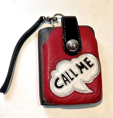 Cartera Muñequera Brighton Call Me Roja Negra Cuero Compacta Foto 1 de 4