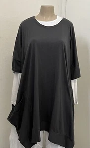 Moyuru anthrazitgraues Freizeitkleid, 100% Baumwolle, Kurzarm, Größe M, Neu mit Etikett - Bild 1 von 7