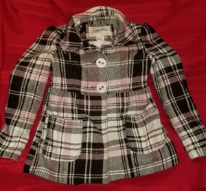 Girls Medium Plaid Peacoat - Picture 1 of 4