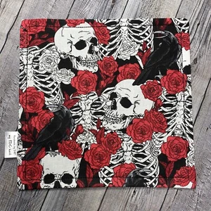 EDC HANK W/MICROFIBER BACK 8” - SKULLS, SKELETONS, ROSES, HANDKERCHIEF - Picture 1 of 2