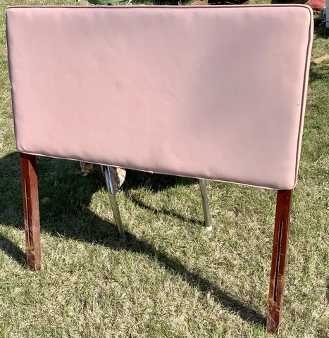 Vintage mid century modern retro twin size vinyl pink bed headboard Cover