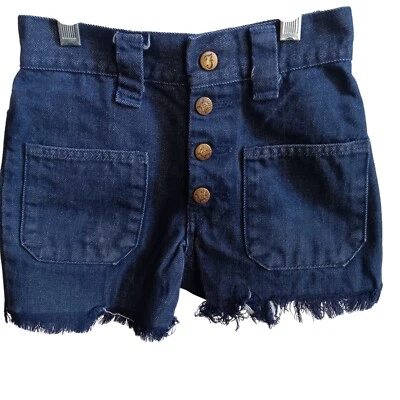 Boys 8 Vintage Shorts Farah Denim Snap Buttonfy Cut-Off Frayed Hem 1970's Hippy - Image 1 of 4