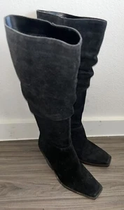 Botas hasta la rodilla Vince Camuto Alimber Pull On punta cuadrada holgadas negras talla 10 - Imagen 1 de 8