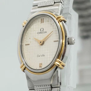 *Exc+5* Vintage OMEGA De Ville Cal.1450 Quartz Silver Dial 18mm Women Swiss Made - Picture 1 of 17