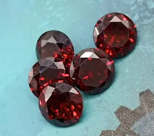 Sparkling Brownish Red Garnet 10 mm Round Brilliant Cut 5 Pcs Loose Jewelry Use - Picture 1 of 5