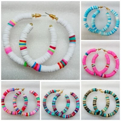 1 paar Creolen AFRIKA-Style Boho Heishi Perlen Ohrschmuck  Aussuchen Modeschmuck - Bild 1 von 2