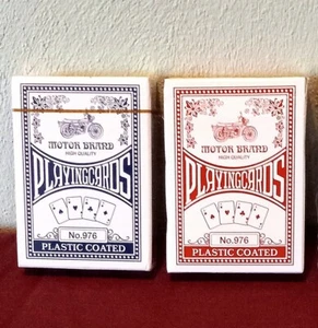 2 Decks- 1 New Sealed Vintage Playing Cards Deck Motor Brand Motorcycle No 976 - Picture 1 of 4