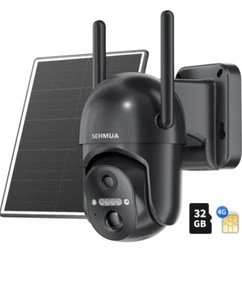 SEHMUA- 4G LTE Cellular Solar Security Camera Wireless Outdoor, No WiFi Solar... - Picture 1 of 6