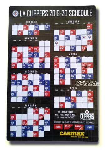 NEW AUTHENTIC LOS ANGELES CLIPPERS 2019-2020 SEASON SCHEDULE MAGNET Cover