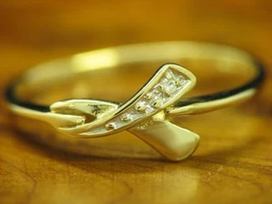 Anello In Oro Giallo 18kt 750 Con Decorazione In Diamante / 1,6g / RG54 - Picture 1 of 6