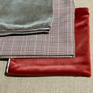 Pottery Barn Velvet Pillow Covers Set of 2 + 1 Unbranded Plaid Cotton Cover Fall - Picture 1 of 18