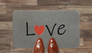 Love Heart Coir Synthetic Light Grey Nylon Novelty Humour Door Mat 70x40cm - Picture 1 of 14