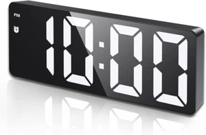Despertador De Escritorio LED Digital Pantalla De Espejo Grande Reloj Alarma USB - Picture 1 of 12