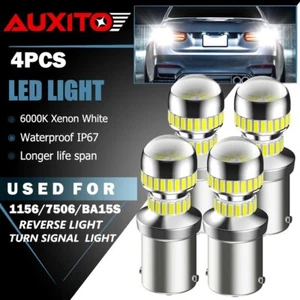 4x White 1156 BA15S 54-SMD LED Tail Brake Stop Reverse Turn Signal Light Bulbs - Picture 1 of 12