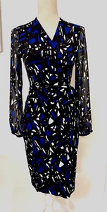 Leona By Leona Edmiston Wrap Dress Long Sheer Sleeve Size 8Midi - Picture 1 of 9