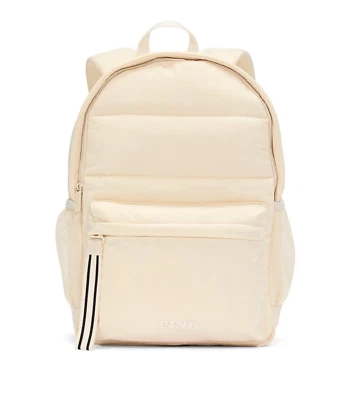Victoria's Secret Pink Backpack Quilted Puffer Bookbag WHITE SHELL Full Size NWT - Image 1 of 4
