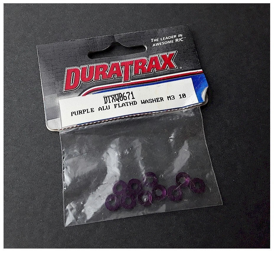 Vintage RC Duratrax DTXQ0671 M3 Purple Aluminum Flathead Washer (10) Old Stock - Image 1 of 1