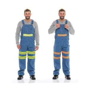 Herren Hi-Vis Workwear Trägerhose atmungsaktiv, verstellbar Sicherheitslatzhose - Bild 1 von 12