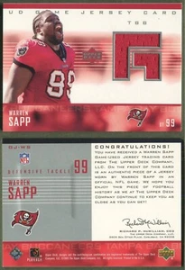 2003 Upper Deck - UD Game Jerseys - #GJ-WS Warren Sapp - Tampa Bay Buccaneers - Picture 1 of 1