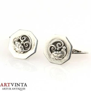 Vintage Manschettenknöpfe Silber 830 Blattdekor Cufflinks Silver 830 - Bild 1 von 7