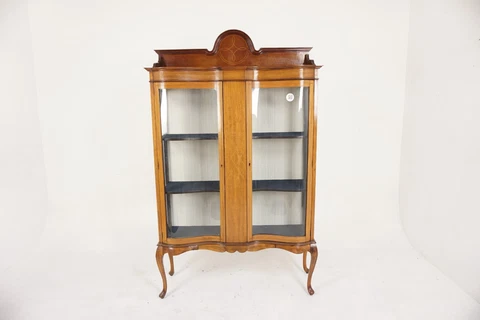 Victorian Inlaid Walnut Display Cabinet, China Cabinet, Scotland 1900, H076 Cover