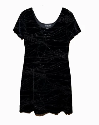 Vestido para mujer John Roberts 12 negro metálico brillante terciopelo cambio columpio Foto 1 de 4